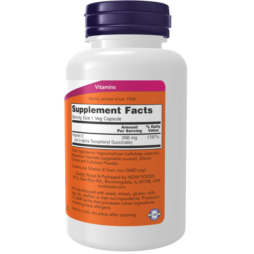 NOW Foods Vitamin E 400 IU softgel capsules ready for daily use