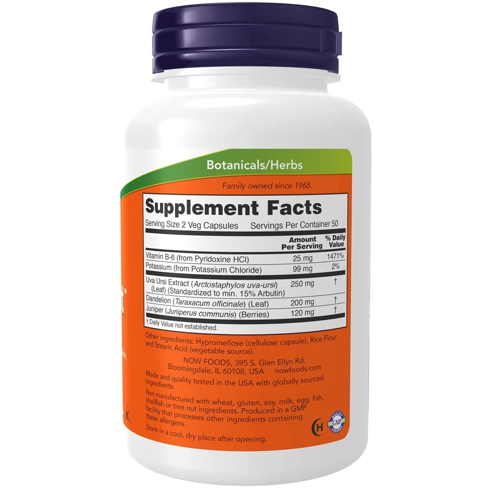 NOW Foods Water Out capsules close-up highlighting veg capsules for convenient daily support
