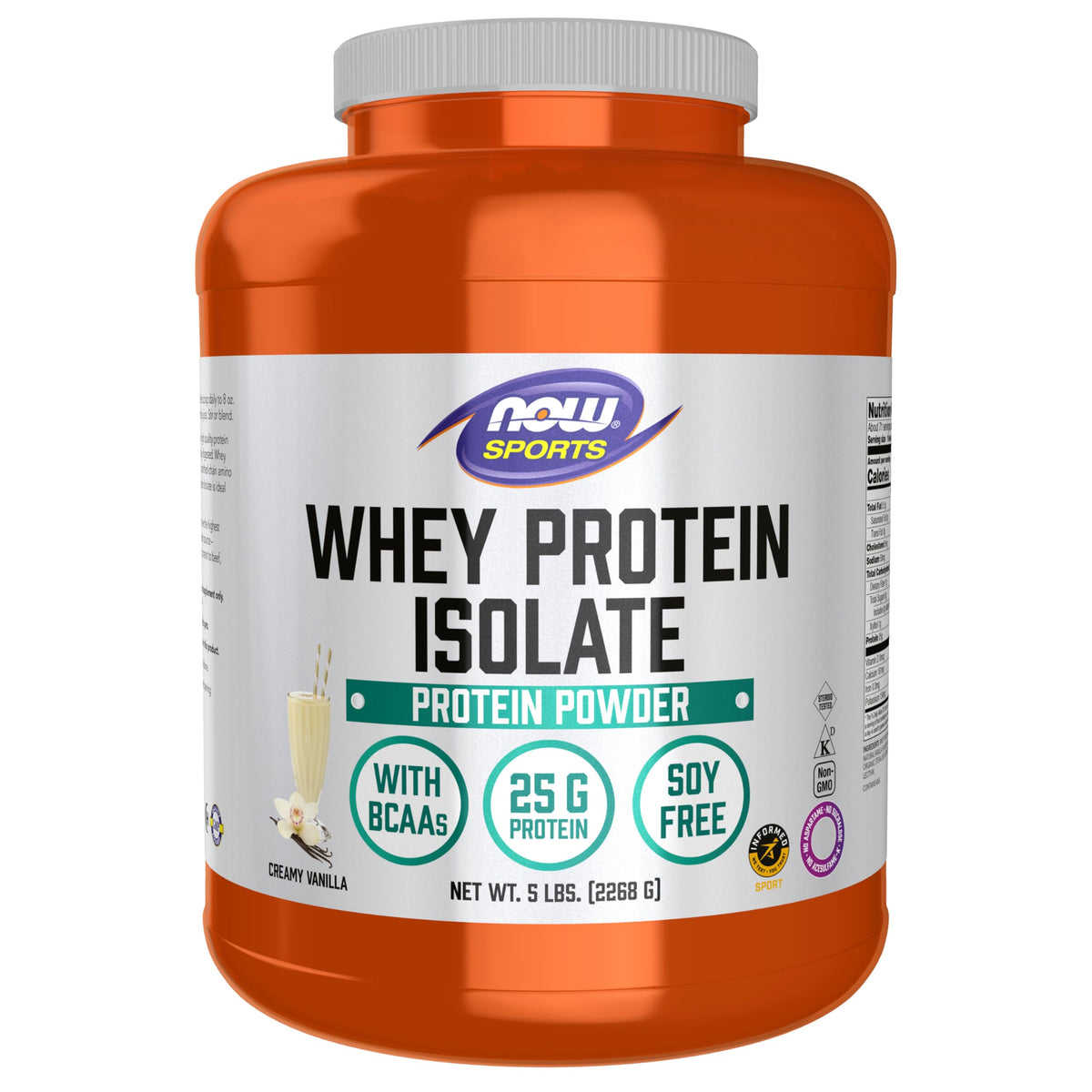 NOW Foods Whey Isolate creamy vanilla tub shows post-workout protein and easy mixing