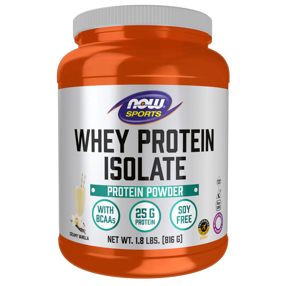 NOW Foods Whey Protein Isolate creamy vanilla container for post-workout fueling