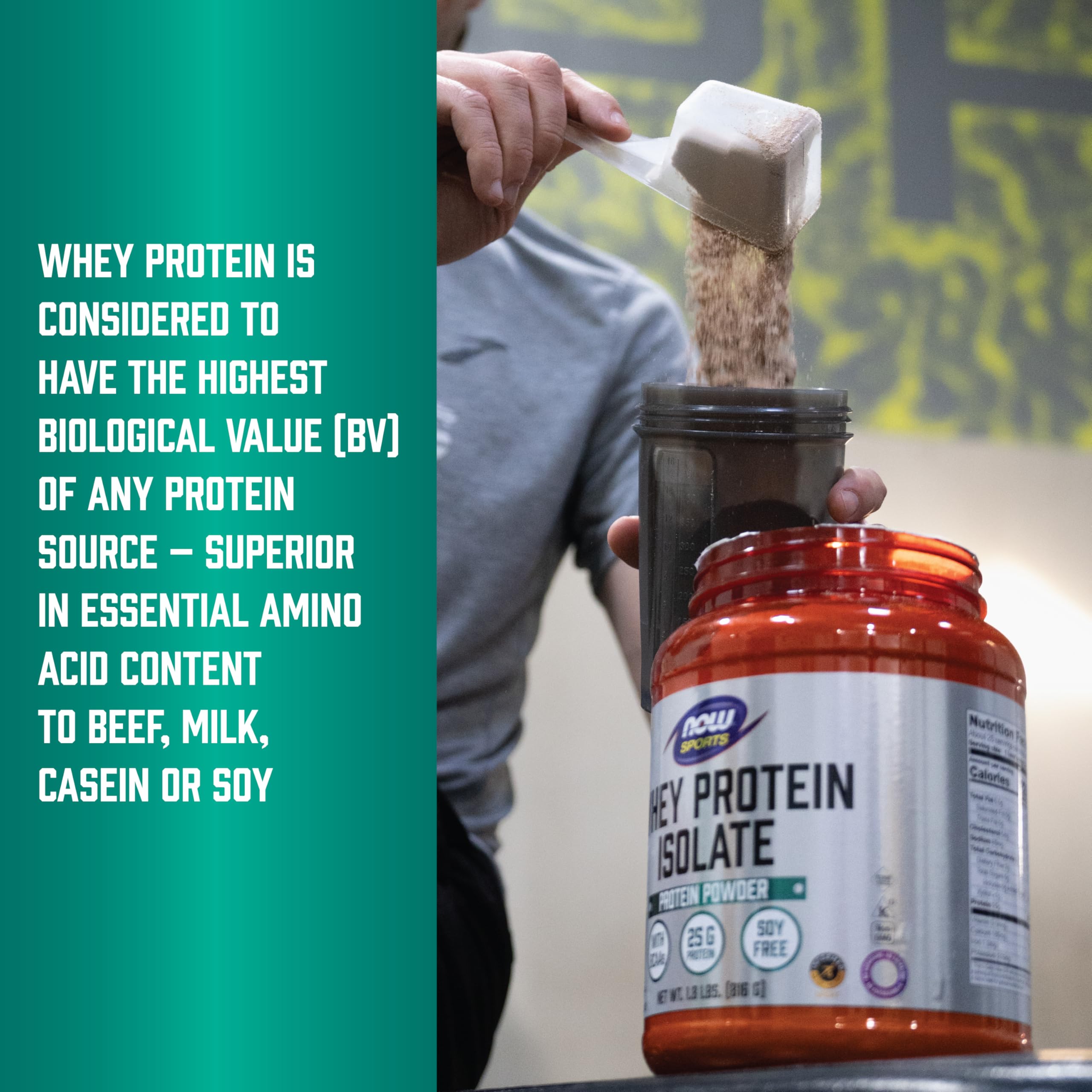 NOW Foods Whey Protein Isolate pure ingredient with minimal additives.