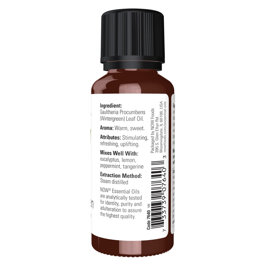 NOW Foods Wintergreen Oil in a diffuser releasing a warm uplifting aroma