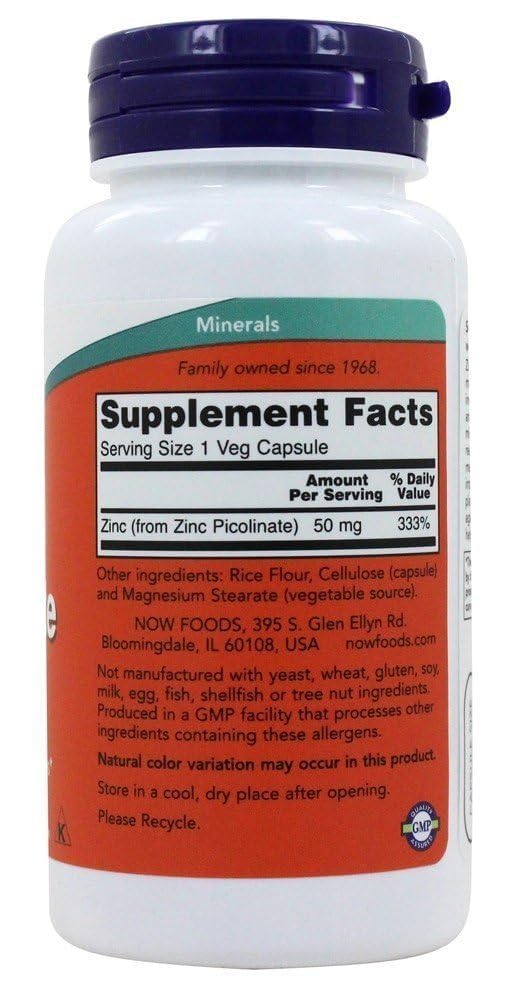 Label emphasizing vegetarian and vegan suitability for NOW Zinc