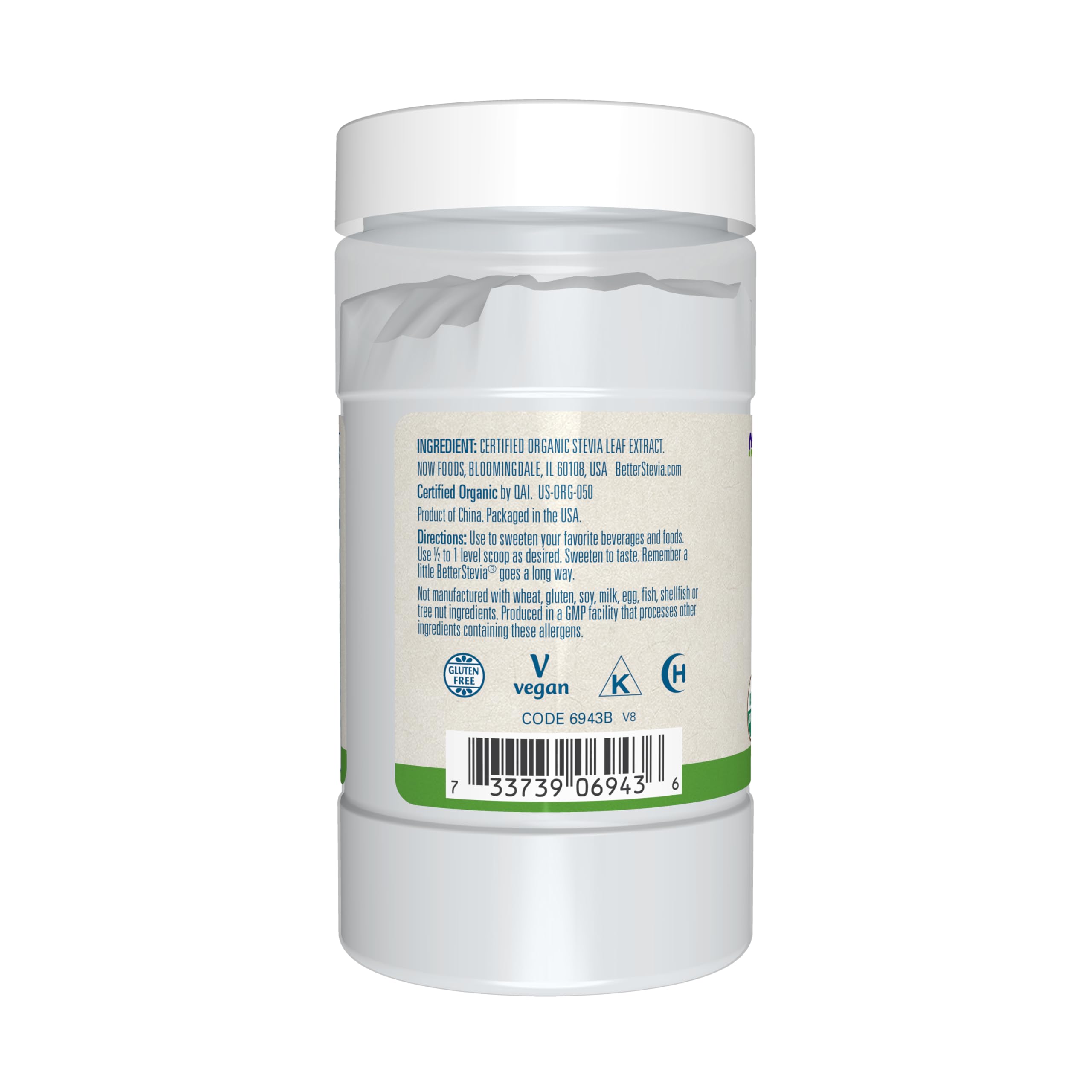 NOW Foods BetterStevia in coffee cup demonstrates zero-calorie natural sweetness.