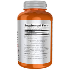 NOW Foods Creatine Monohydrate scoop shows precise dosing for workouts.