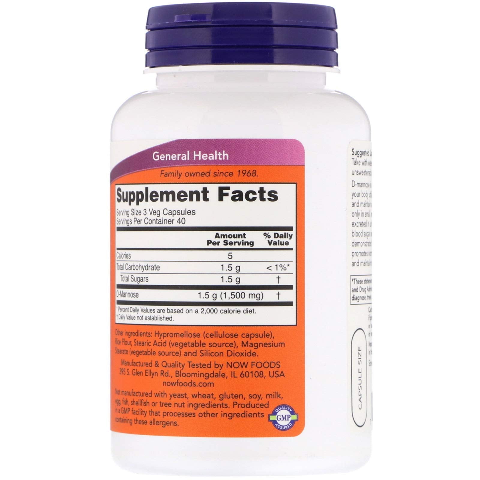 NOW Foods D-Mannose 2-pack front view emphasizes value and daily bladder lining care.