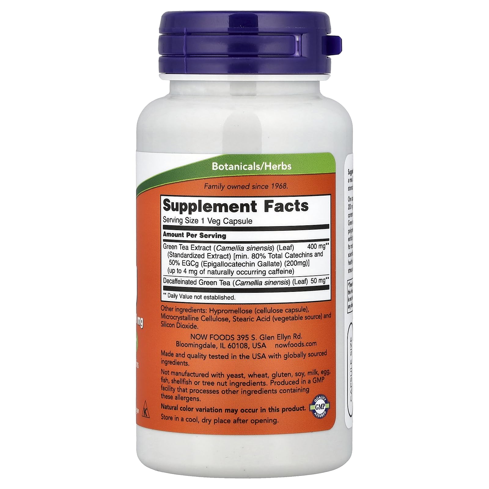 Now Foods EGCG 200mg capsules close-up, convenient daily antioxidant.