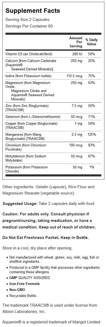 NOW Foods Full Spectrum Mineral Caps capsules close-up indicating balanced minerals