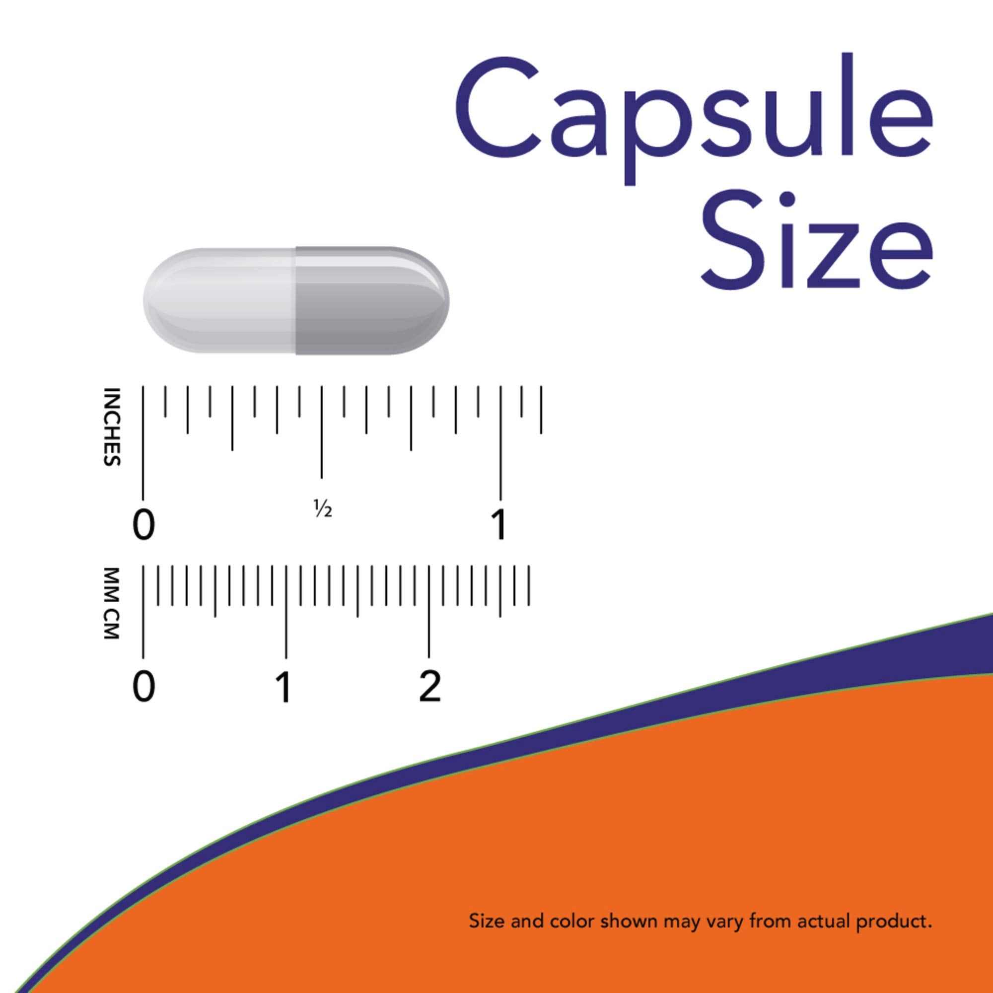 Close-up view of NOW Foods L-Glutamine capsules illustrating capsule texture and size
