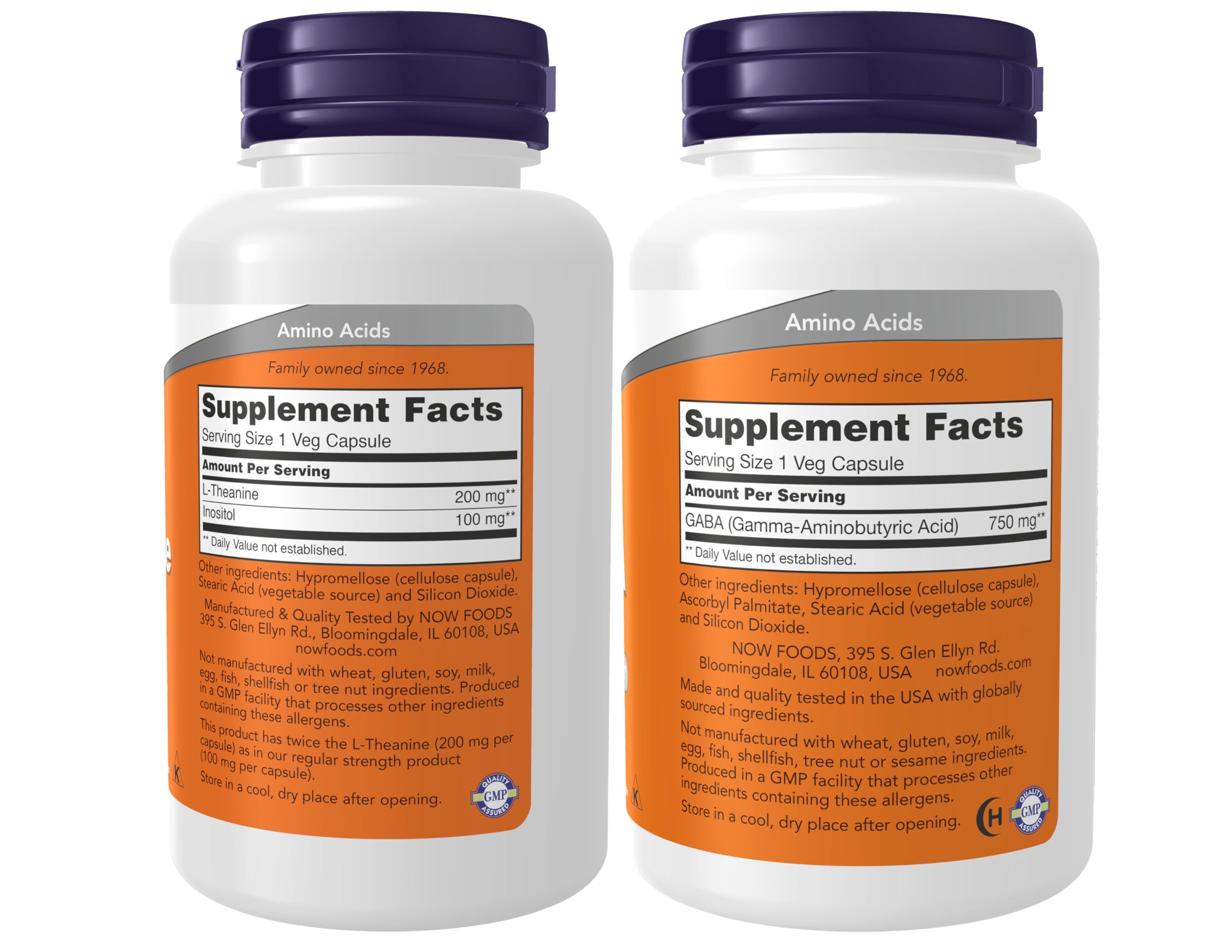 NOW Foods L-Theanine Inositol capsules pour easy daily relaxation