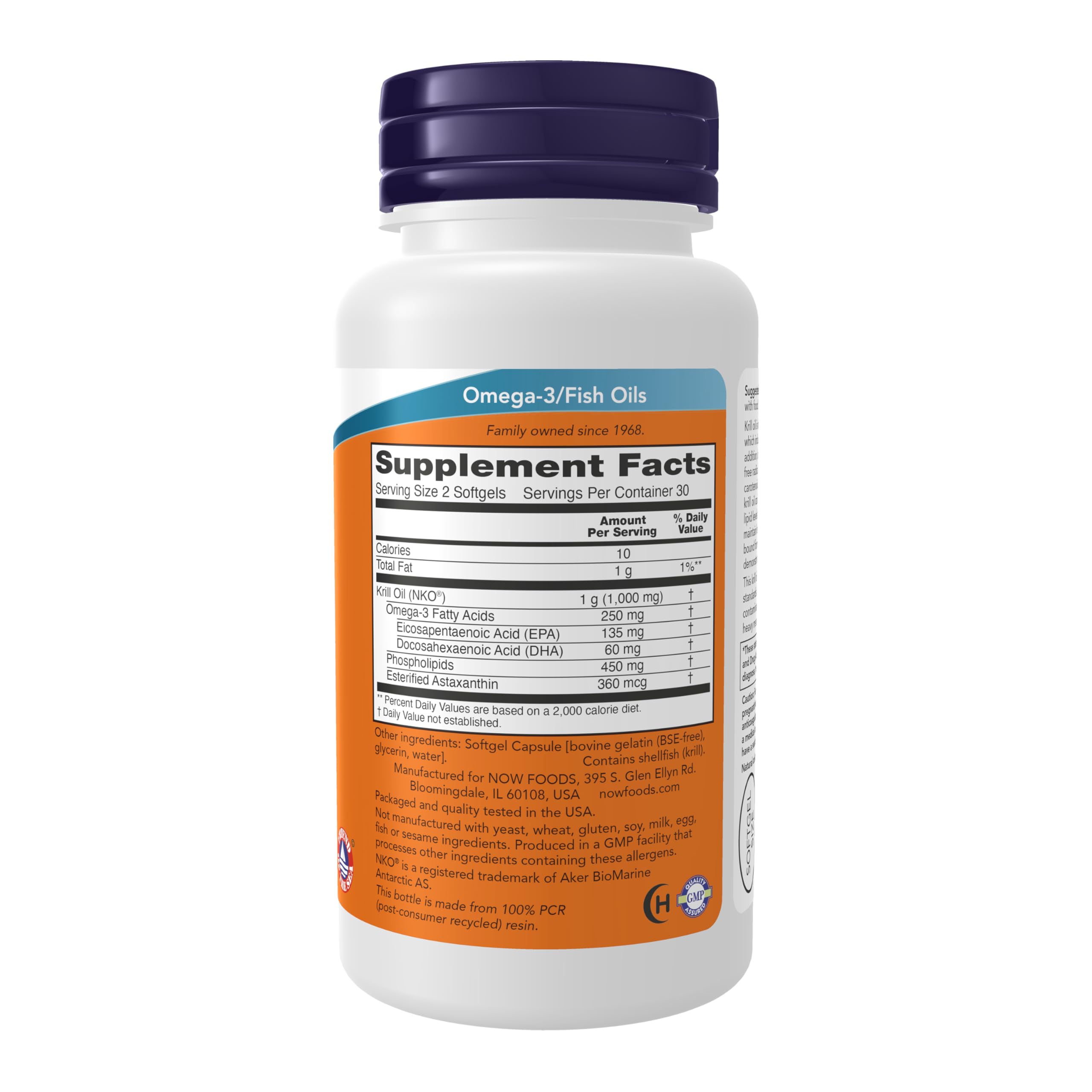 NOW Foods Neptune Krill Oil label close up highlighting astaxanthin content
