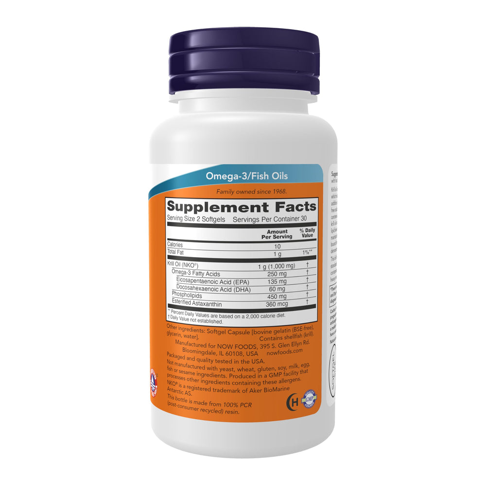 NOW Foods Neptune Krill Oil label close up highlighting astaxanthin content