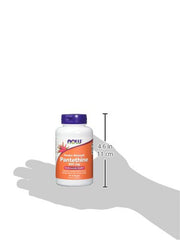 NOW Foods Pantethine 600 mg bottle label close-up with CoA precursor information
