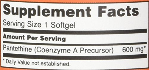 NOW Foods Pantethine 600 mg softgel close-up highlighting potency