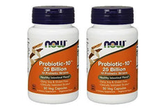NOW Foods Probiotic-10 bottle label close-up for daily probiotic use
