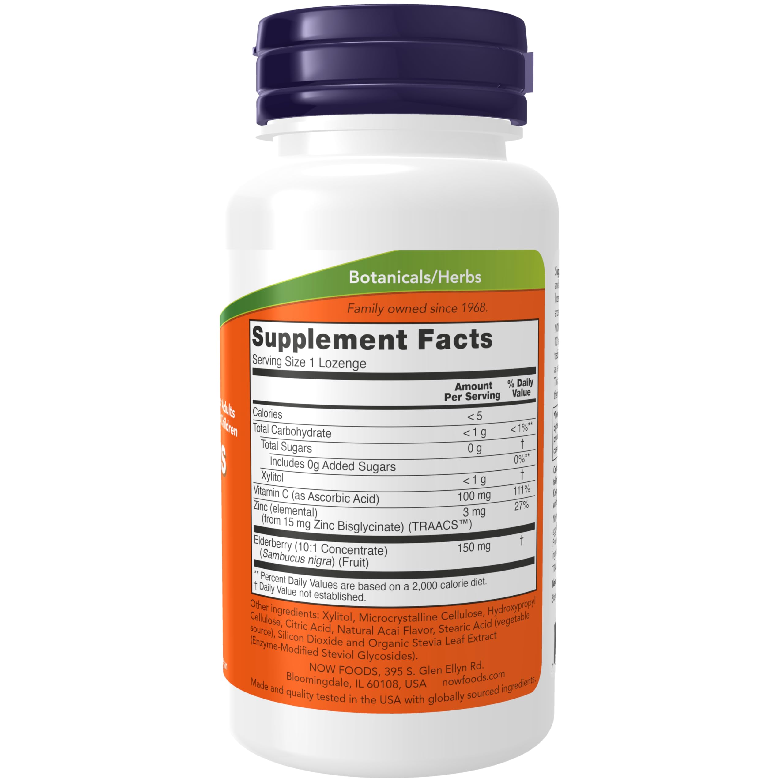 NOW Foods Sambucus Zinc-C, pastillas para chupar aptas para uso diario