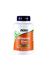 NOW Foods slippery elm 400mg capsules pack-2 shown, potential GI comfort support