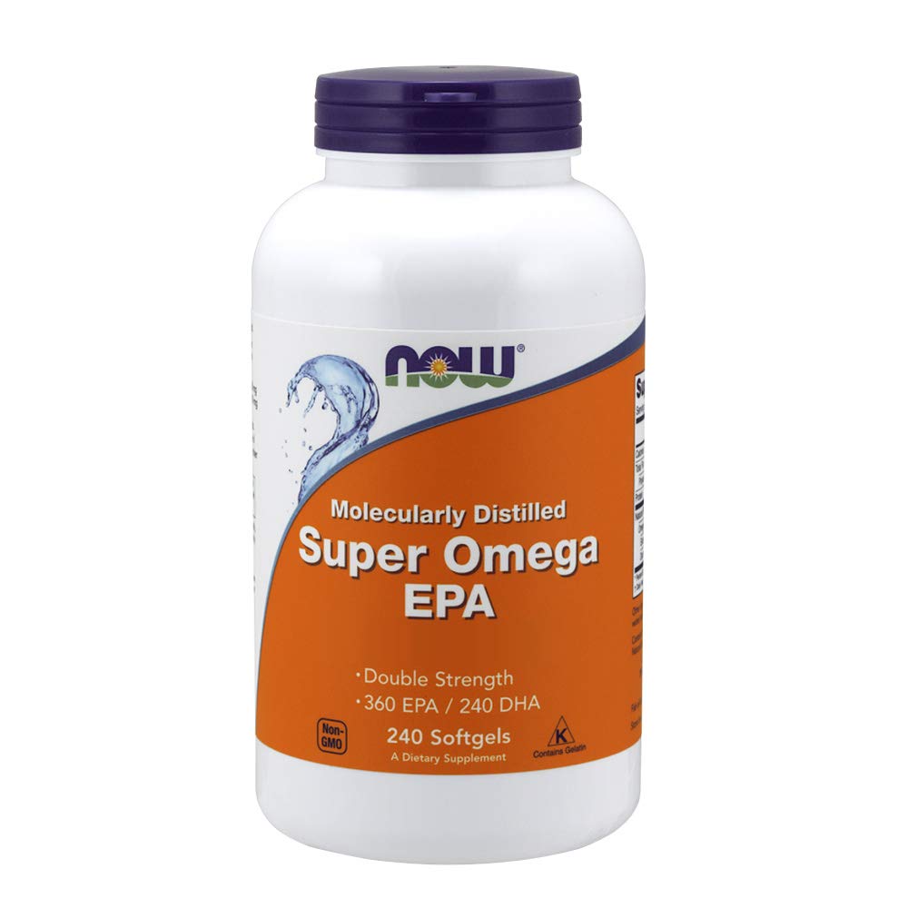 NOW Foods Super Omega EPA bottle pour showing potential cardiovascular support