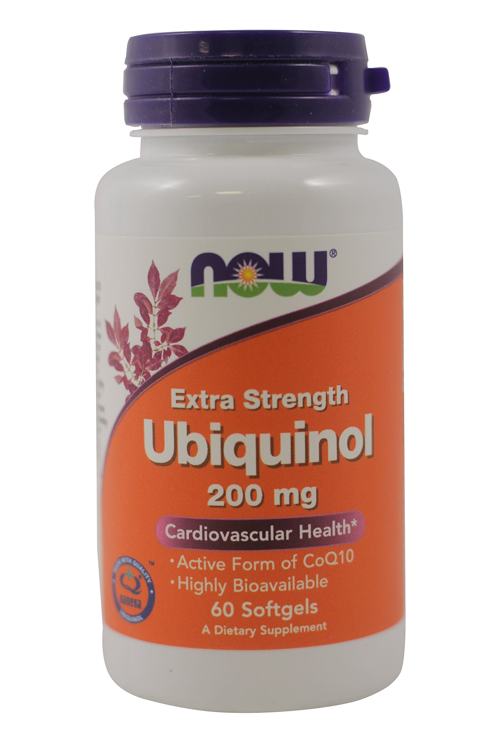 NOW Foods Ubiquinol 200 mg softgels bottle for daily antioxidant support.