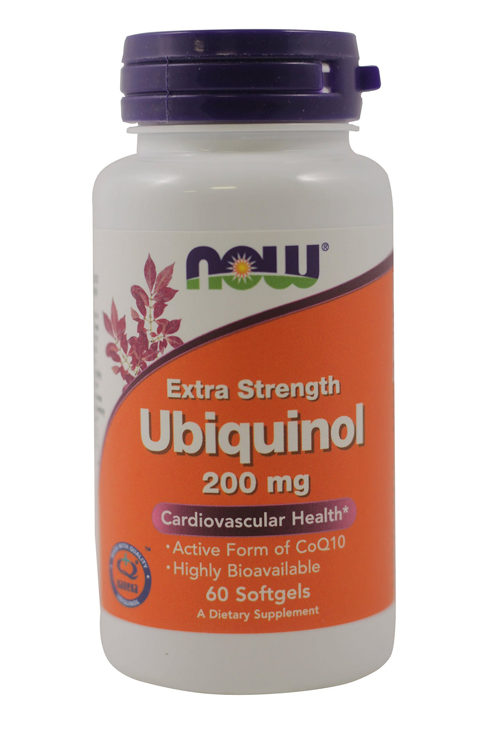 NOW Foods Ubiquinol 200 mg softgels bottle for daily antioxidant support.