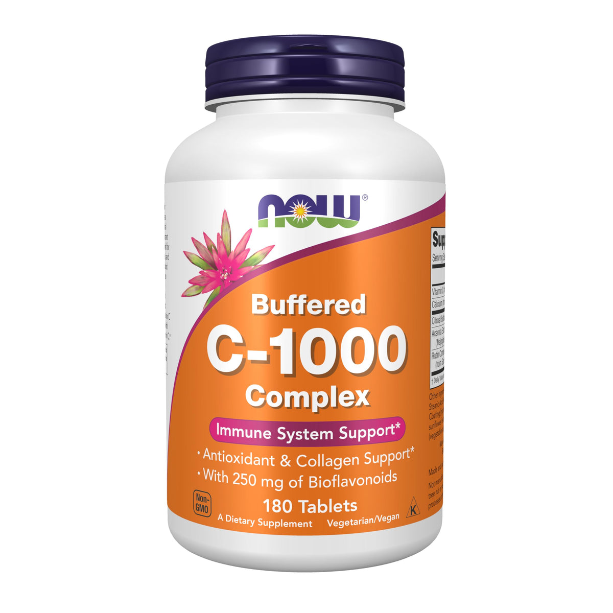 NOW Foods Vitamin C-1000 Buffered bottle with non-acidic formula for antioxidant support.