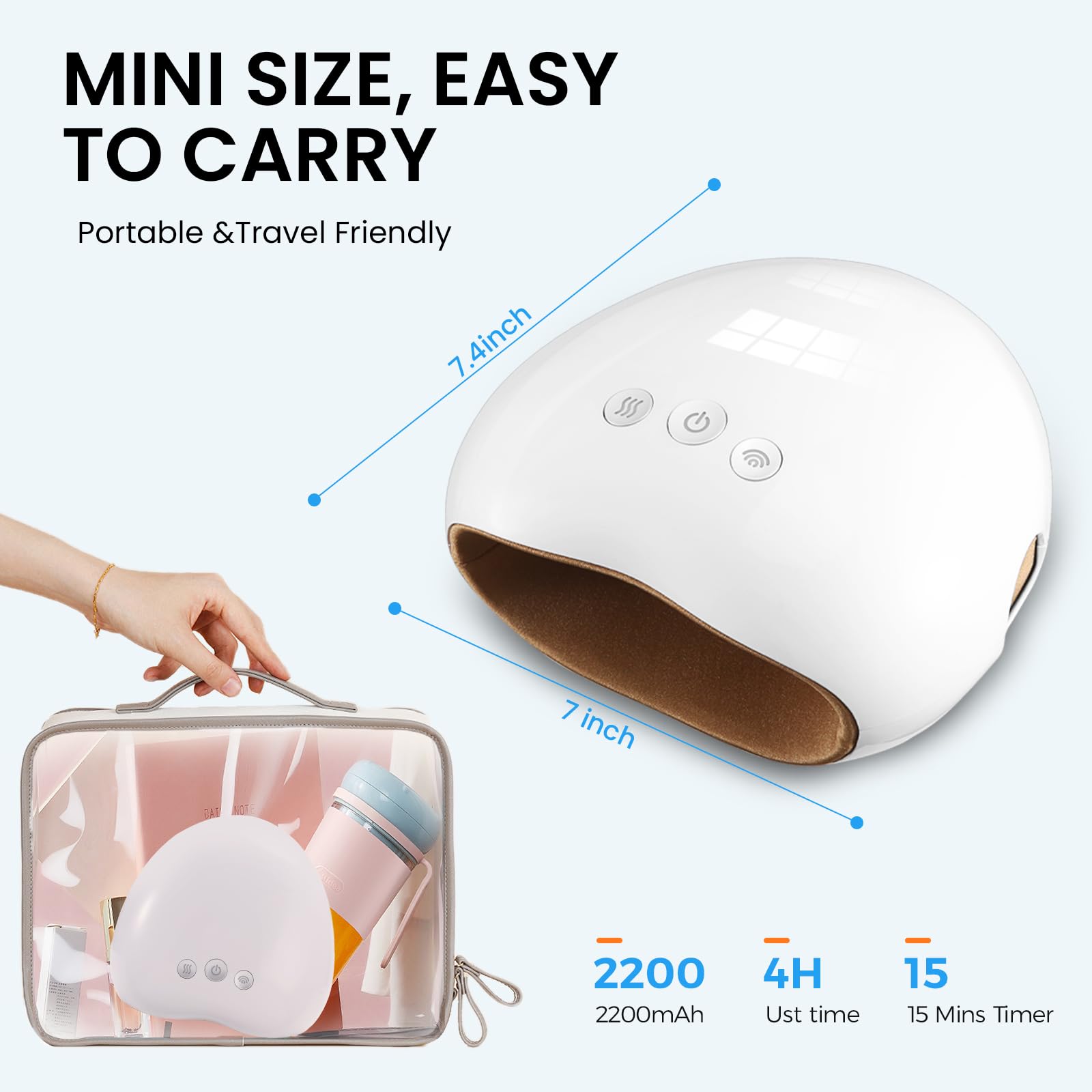 NOWWISH 3000mAh battery powering over two hours of cordless massage.