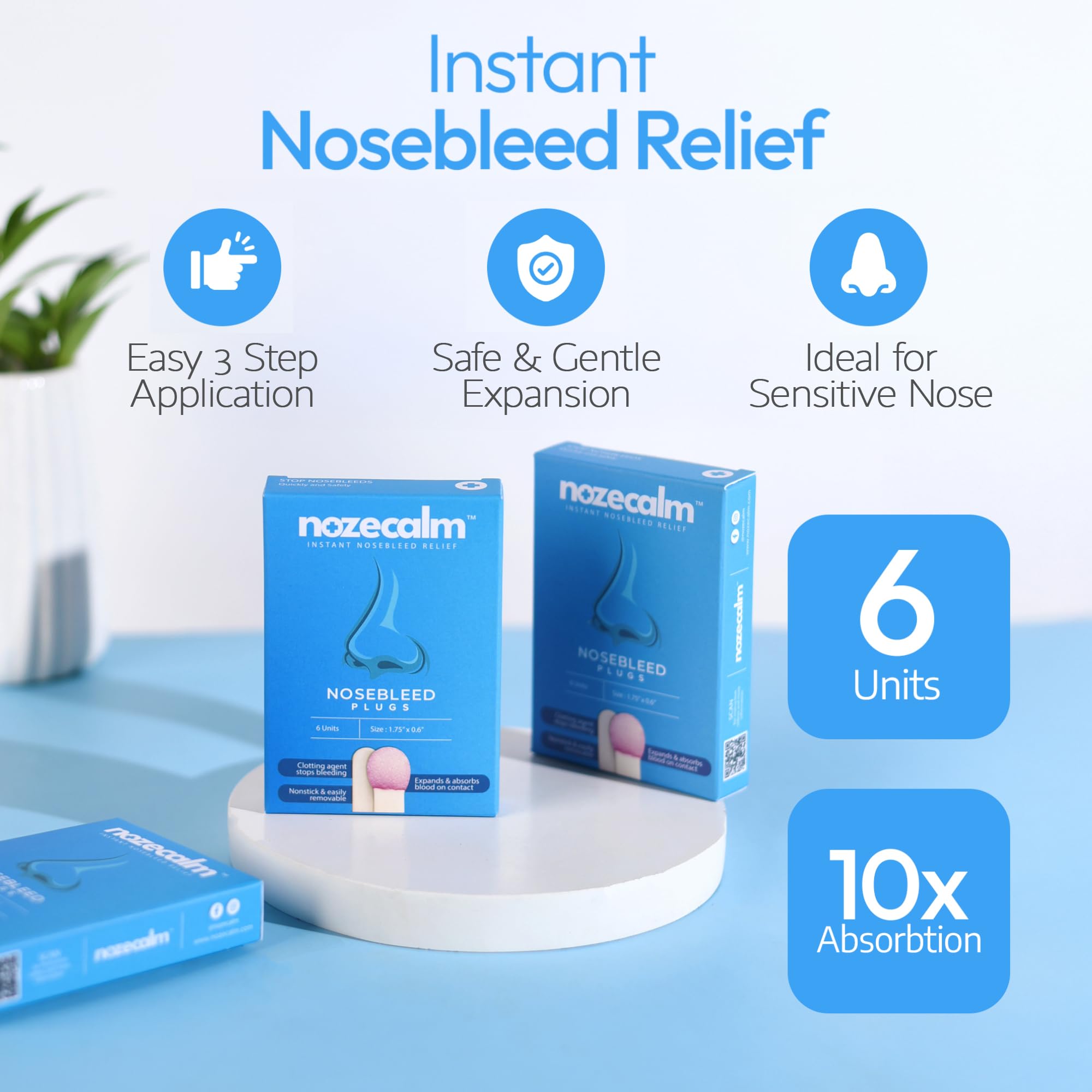 NozeCalm plug expansion showing gentle, secure fit for sensitive noses