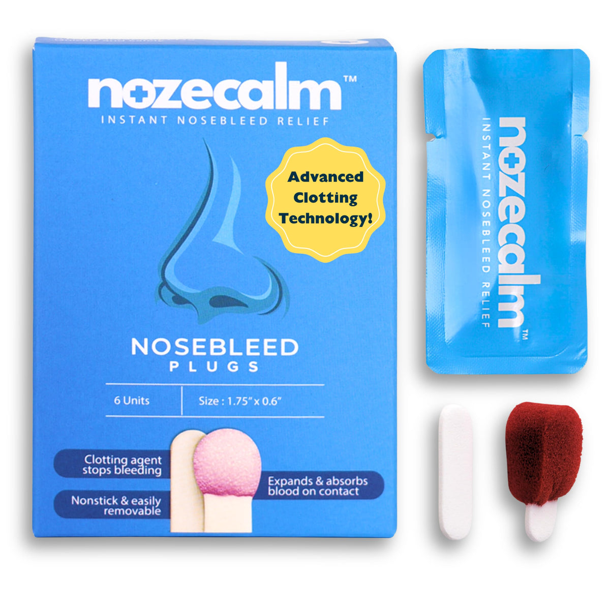 NozeCalm nosebleed plug insert for quick relief during a minor nosebleed