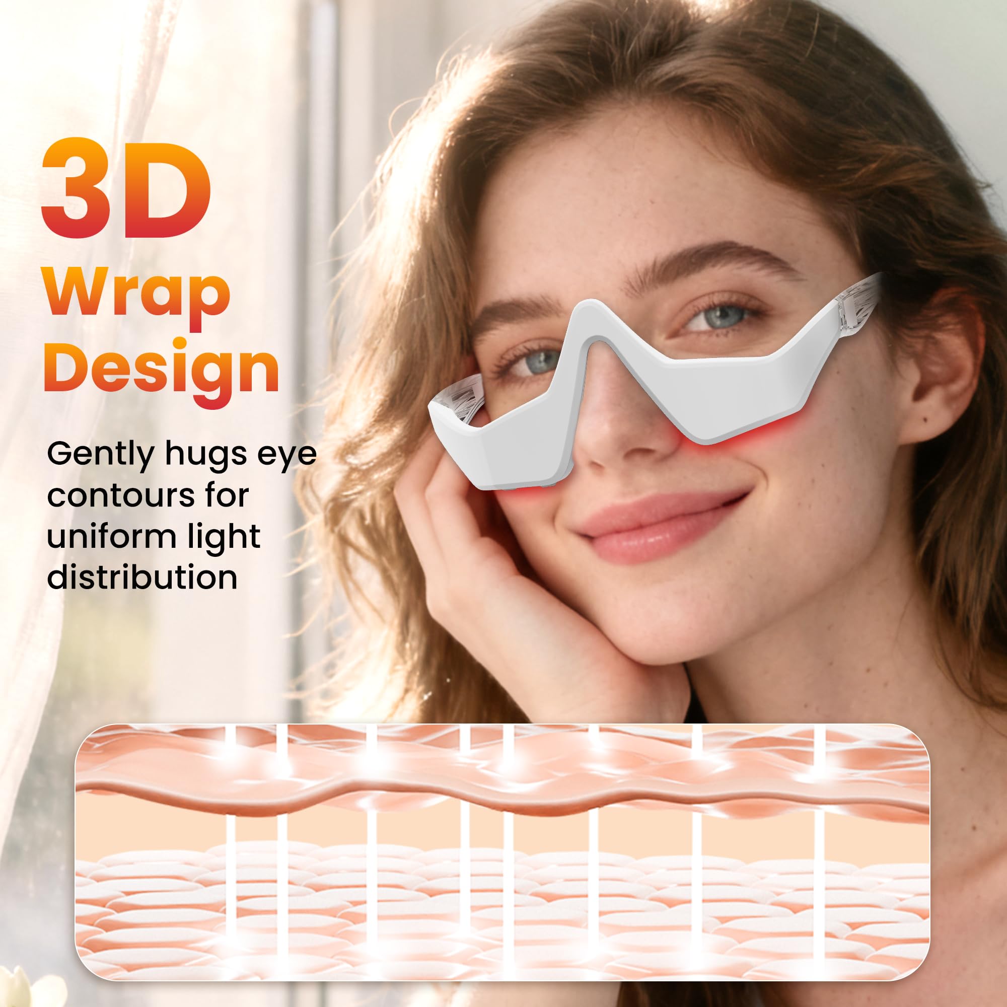 Npccto under-eye red light therapy glasses with microcurrent massage for refreshed eyes.