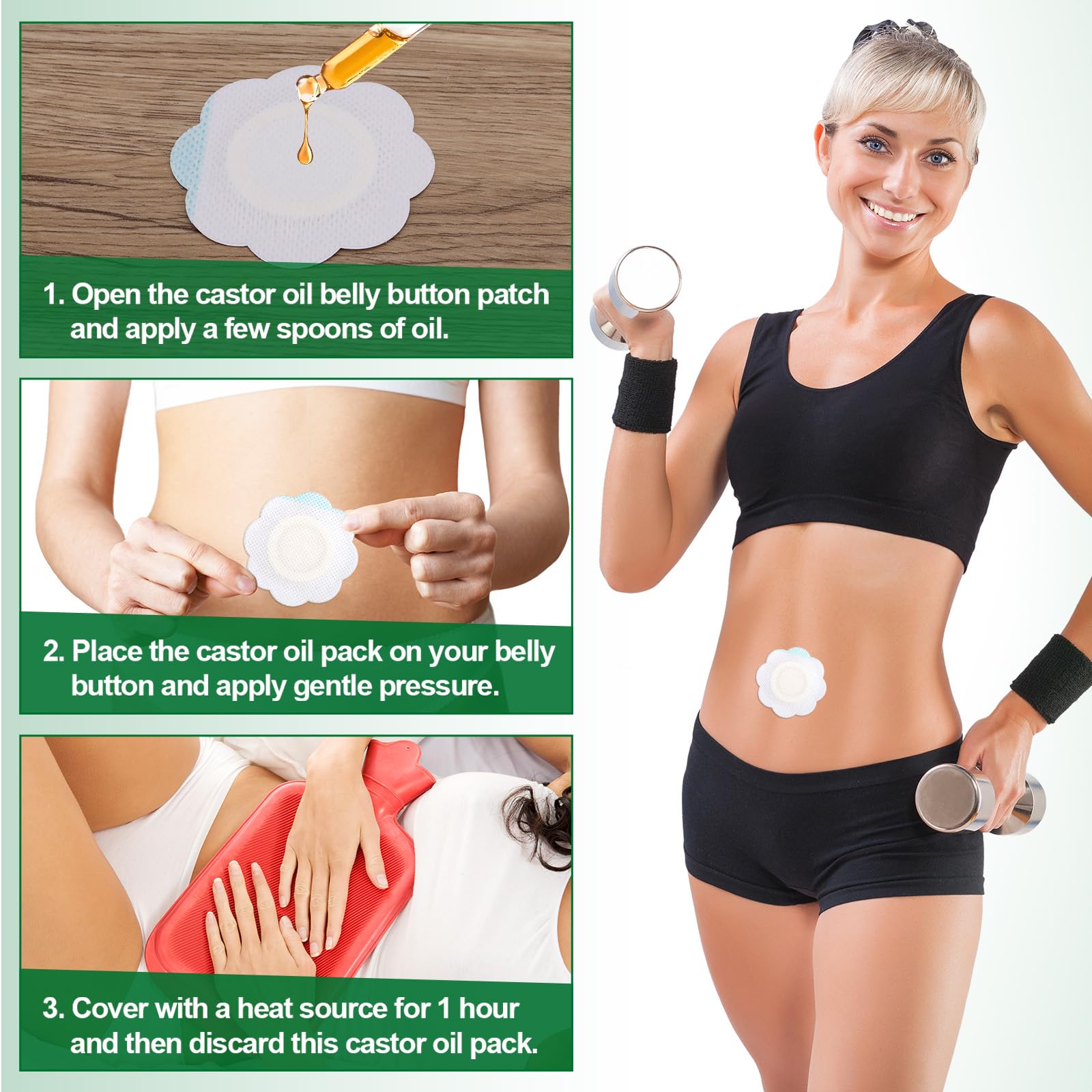 NQEUEPN easy-apply belly button patch for convenient castor oil therapy