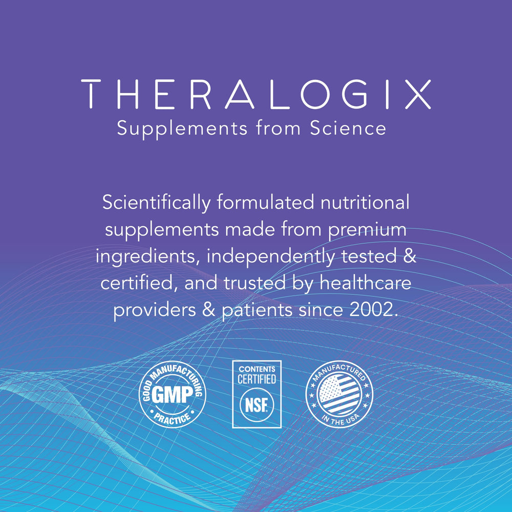 NSF certified seal on Theralogix product reflecting potency and purity.