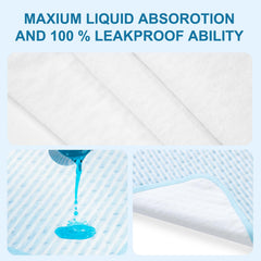 Ntoaujao bed pad in-use on bed illustrates leak-proof washable protection