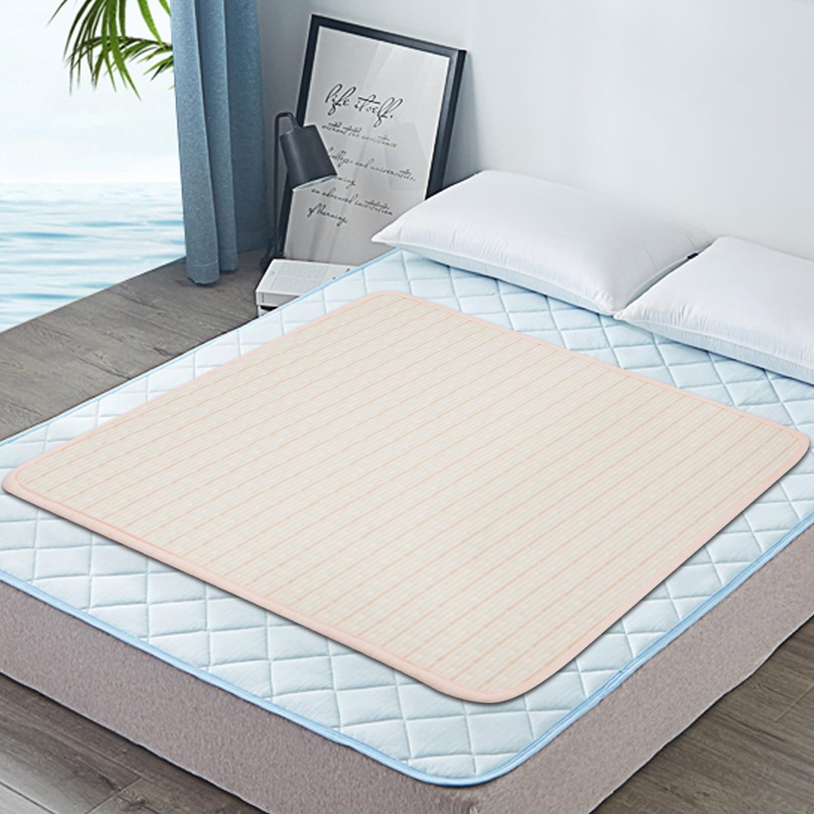 Ntoaujao bed pad beige cover with waterproof protection for a dry bed