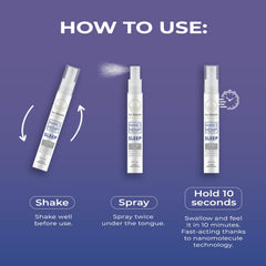 Nu Bloom Sleep Spray label close-up highlights vegan, THC-free formula.