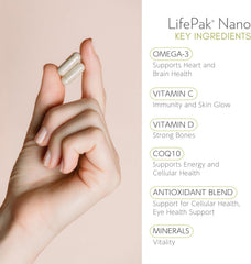 Nu Skin LifePak Nano bottle and packets for convenient daily supplementation