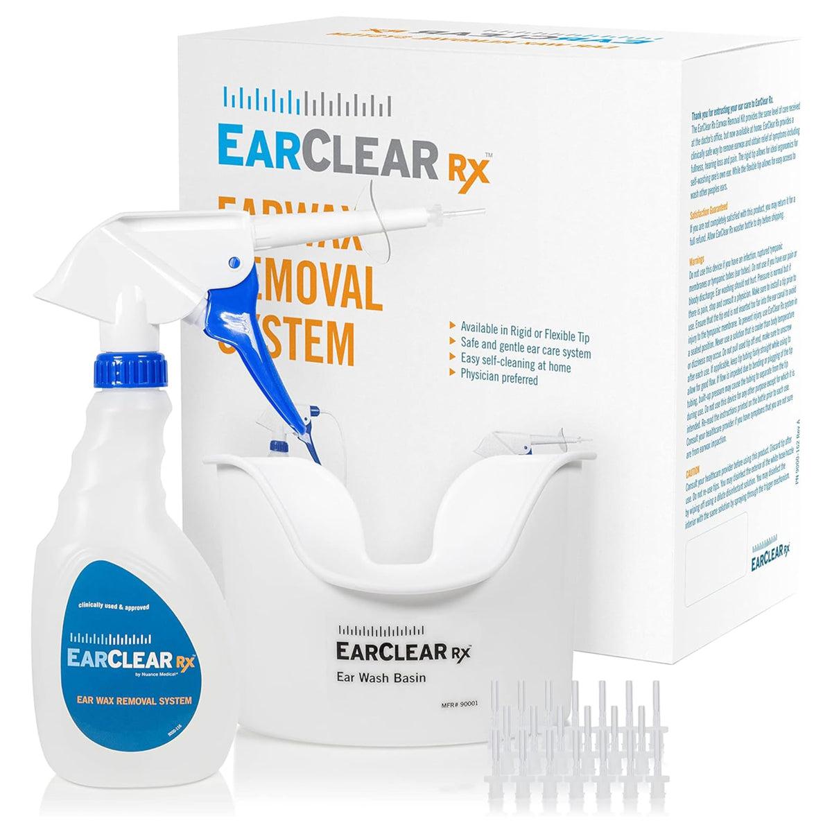 Nuance EarClear Rx Kit bottle washer enables safe at-home ear cleaning.