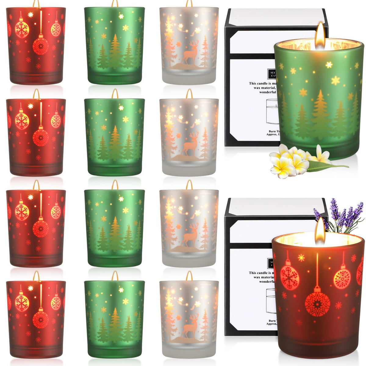 Nuanchu Christmas candle set box with 12 fragrances for festive mood