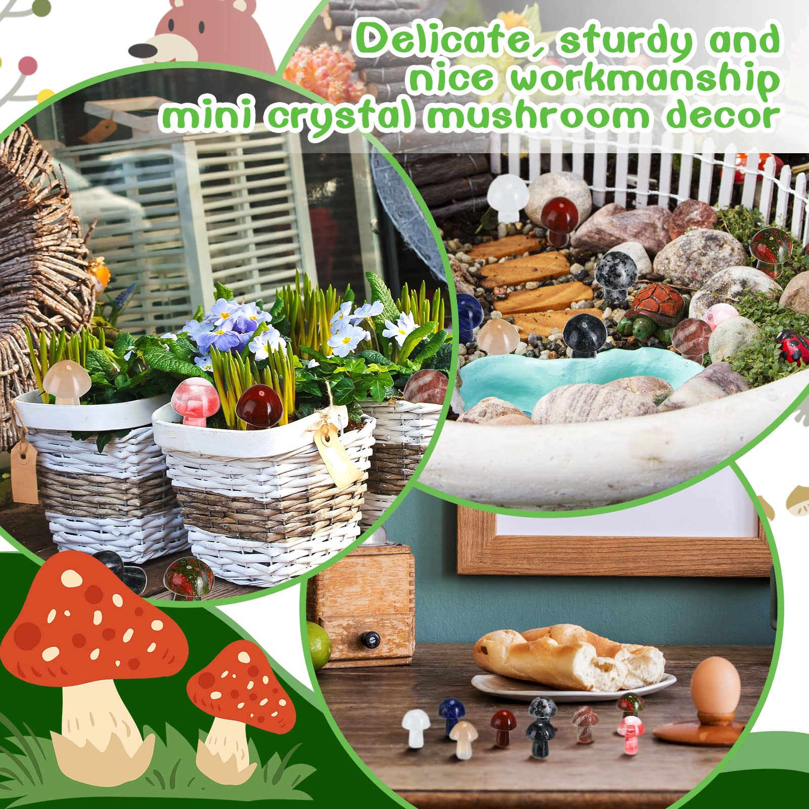 Nuanchu crystal mushroom decor – durable, crystal finish for indoor garden accents