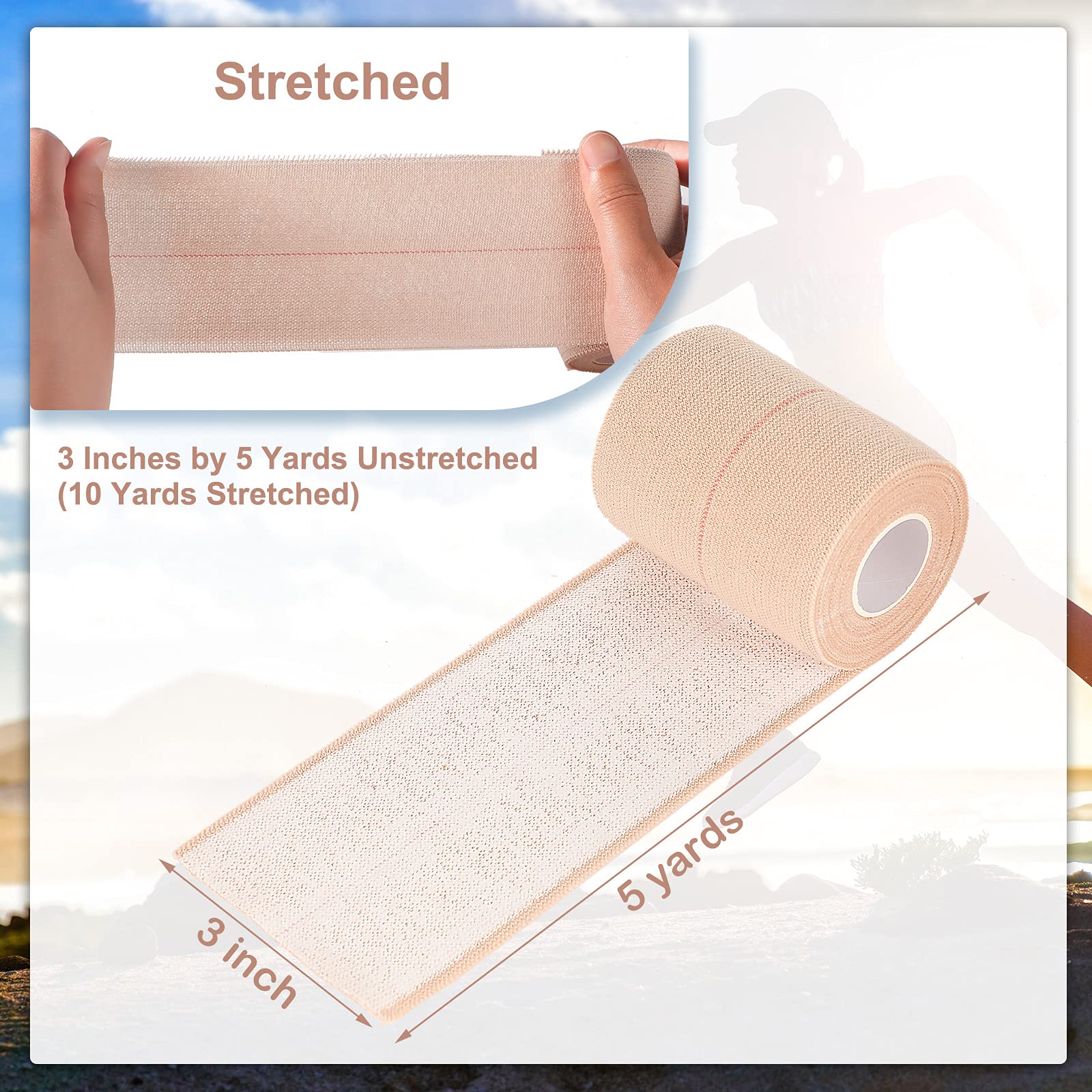Nuanchu elastic bandage for sports beige, flexible wrap for ankles, knees, and wrists.