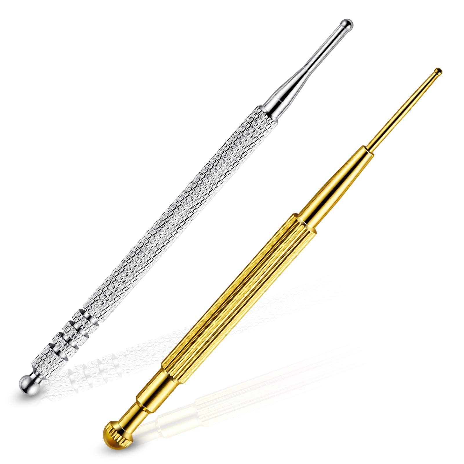 Nuanchu retractable copper probe for precise acupoint targeting during facial massage.