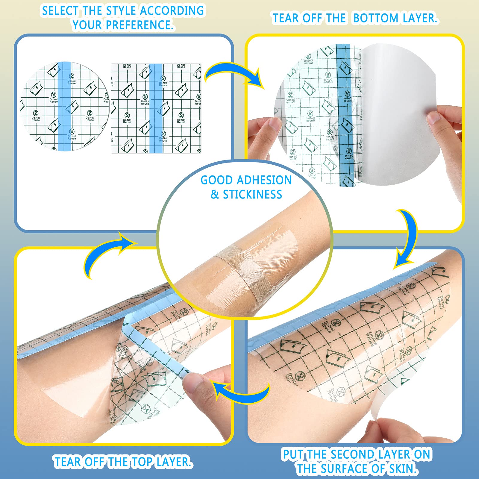 Nuanchu waterproof square 4x4 inch bandage provides clear skin protection while swimming.