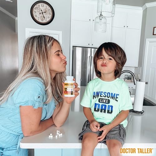 NuBest Doctor Taller Kids nutrition facts showing vegan, gluten-free, non-GMO features.