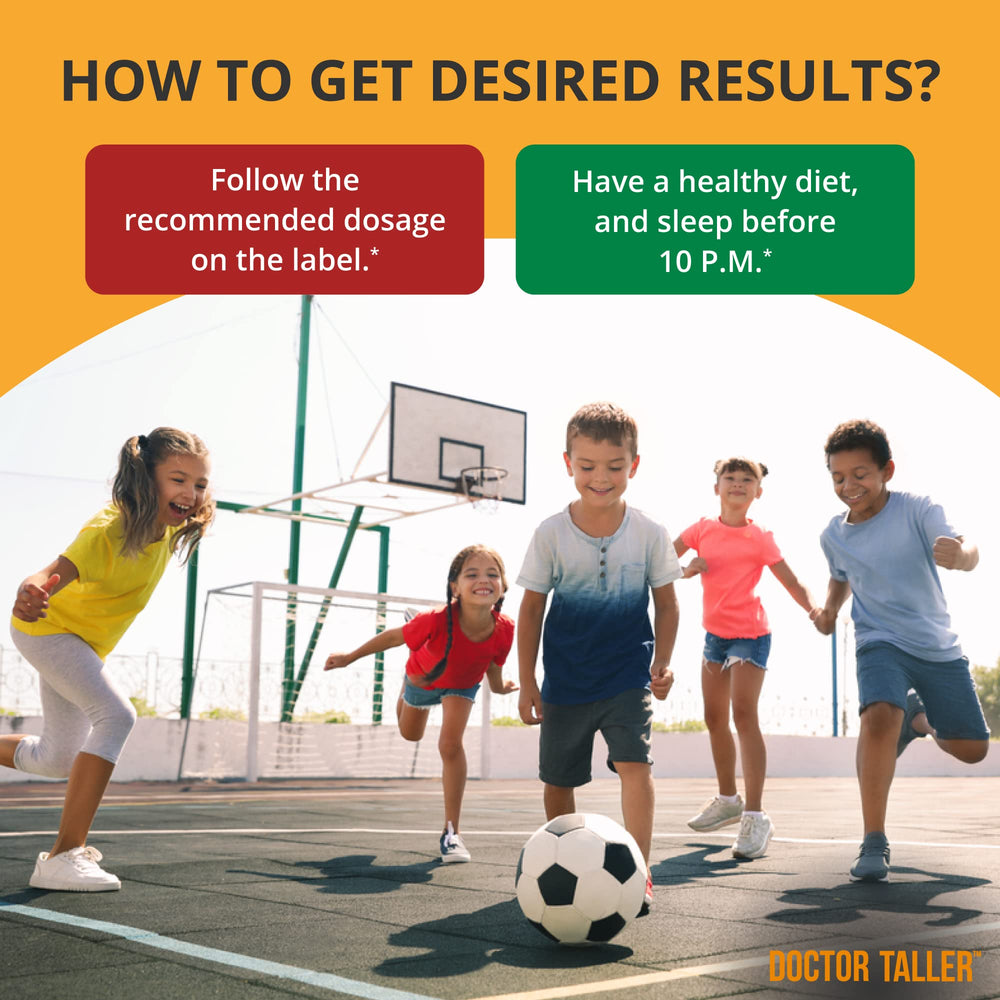 NuBest Doctor Taller Kids USA-made label indicating purity and safety.