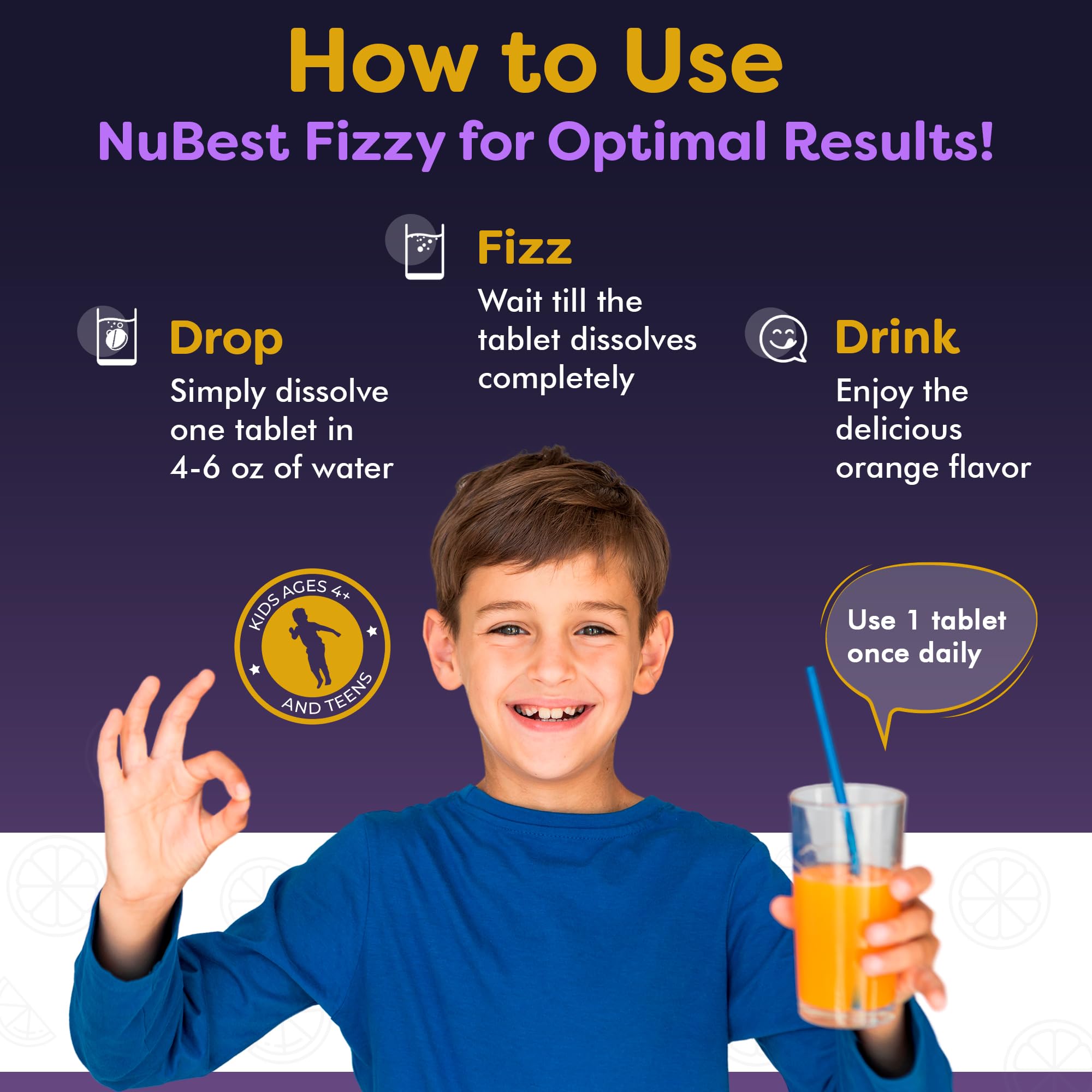 Nutrient list in NuBest Tall Fizzy including D3 and K2 for bone health