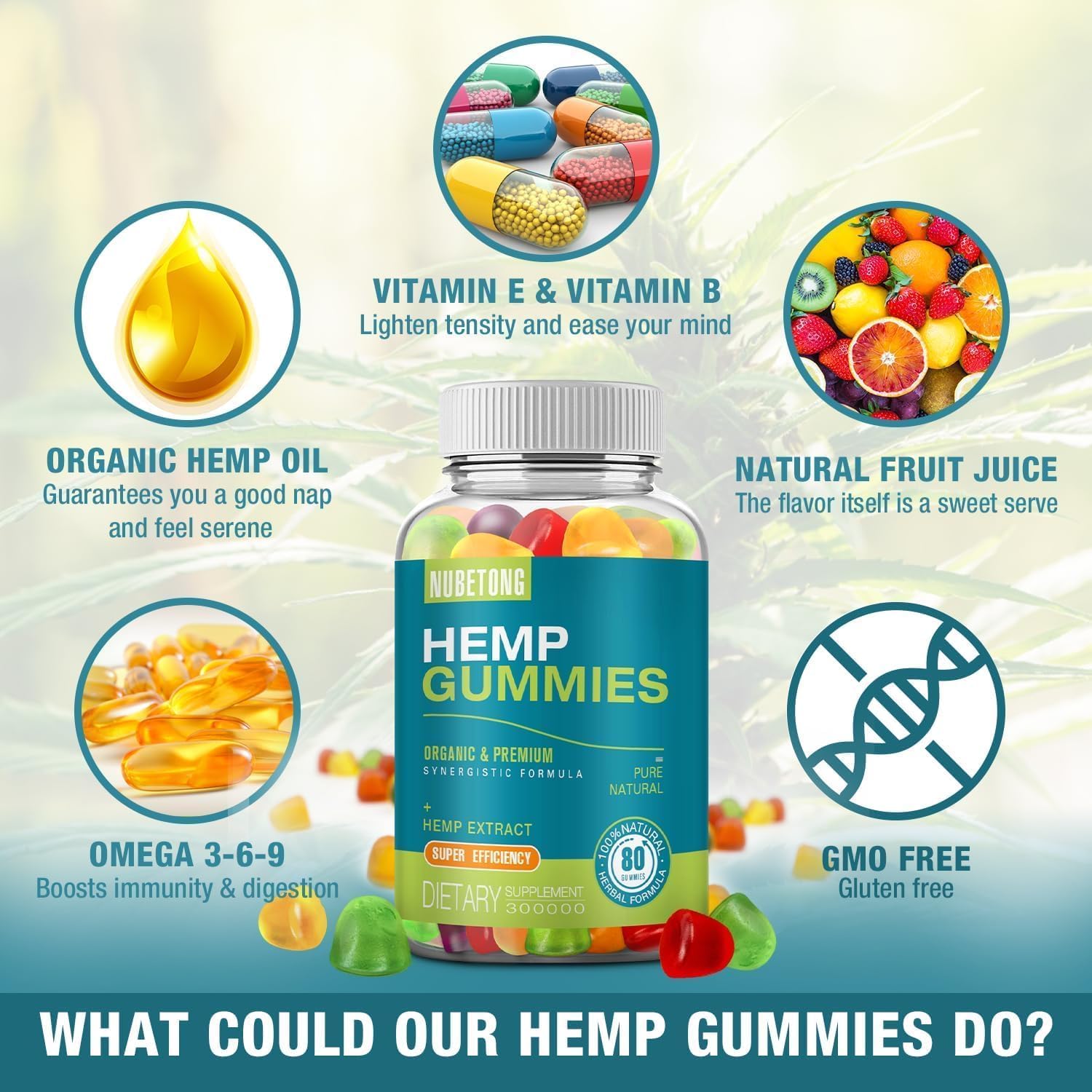 Nubetong Hemp Gummies packaging top view.