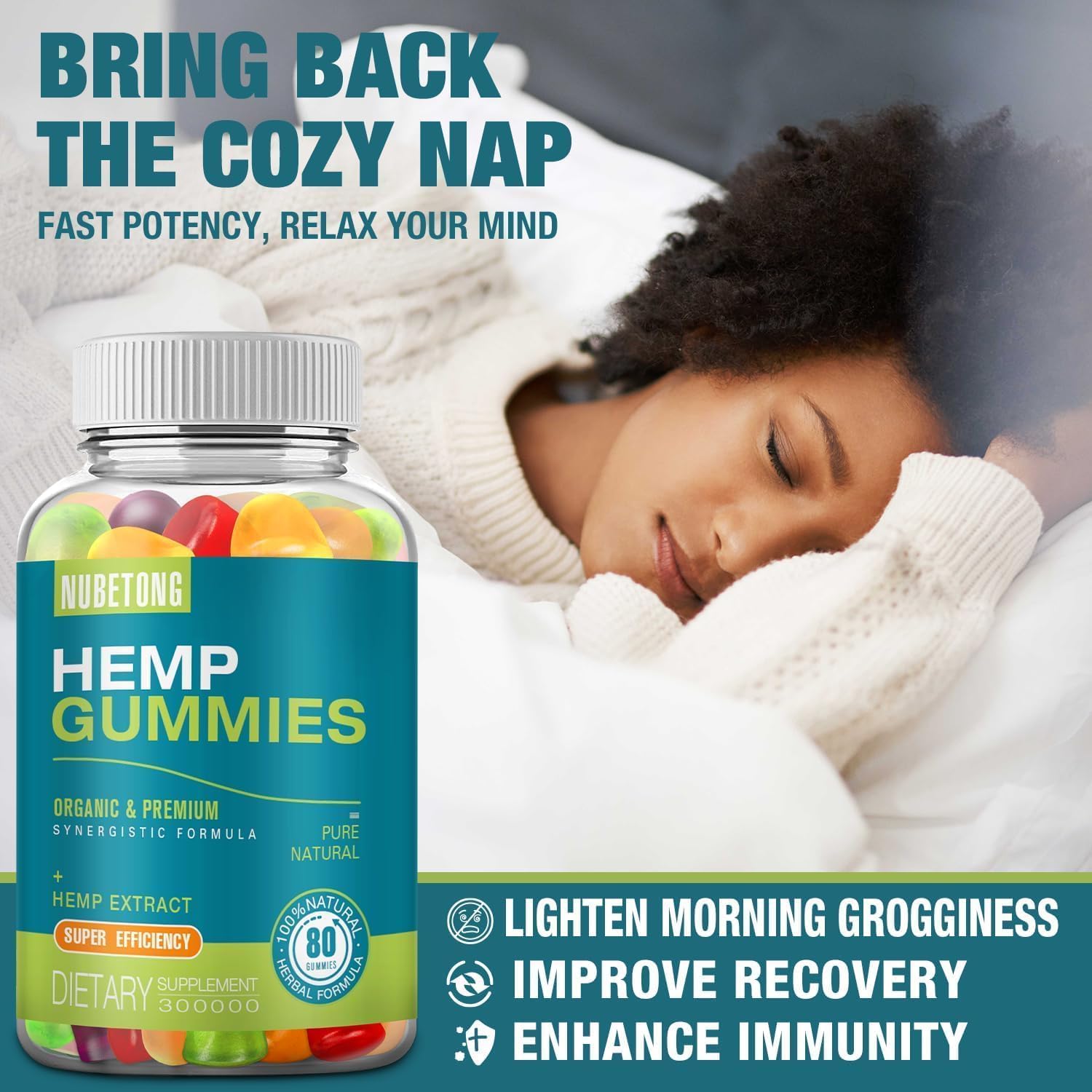 Nubetong Hemp Gummies textured gummy with tropical taste.