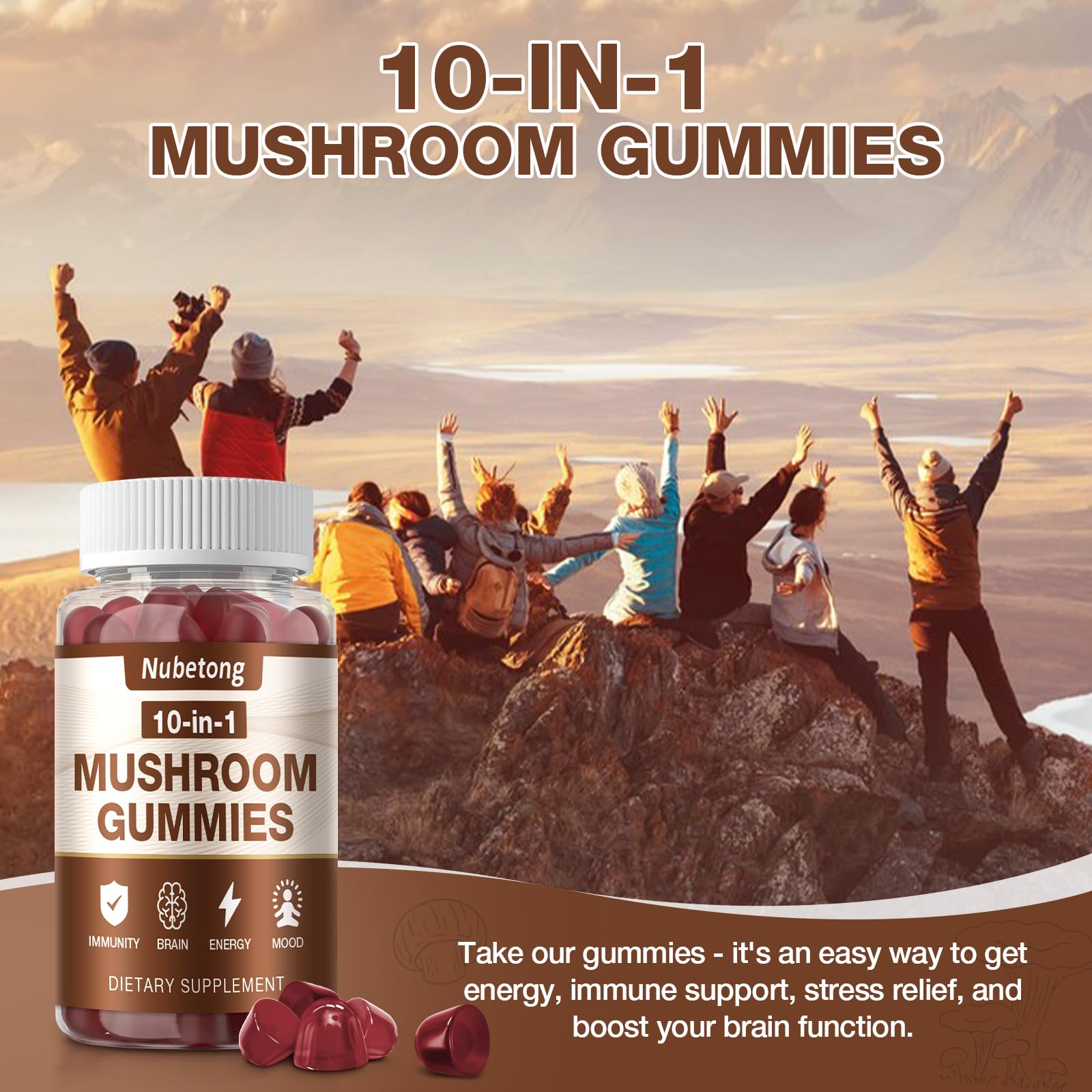 Ingredients list of Nubetong Mushroom Gummies with ten mushrooms