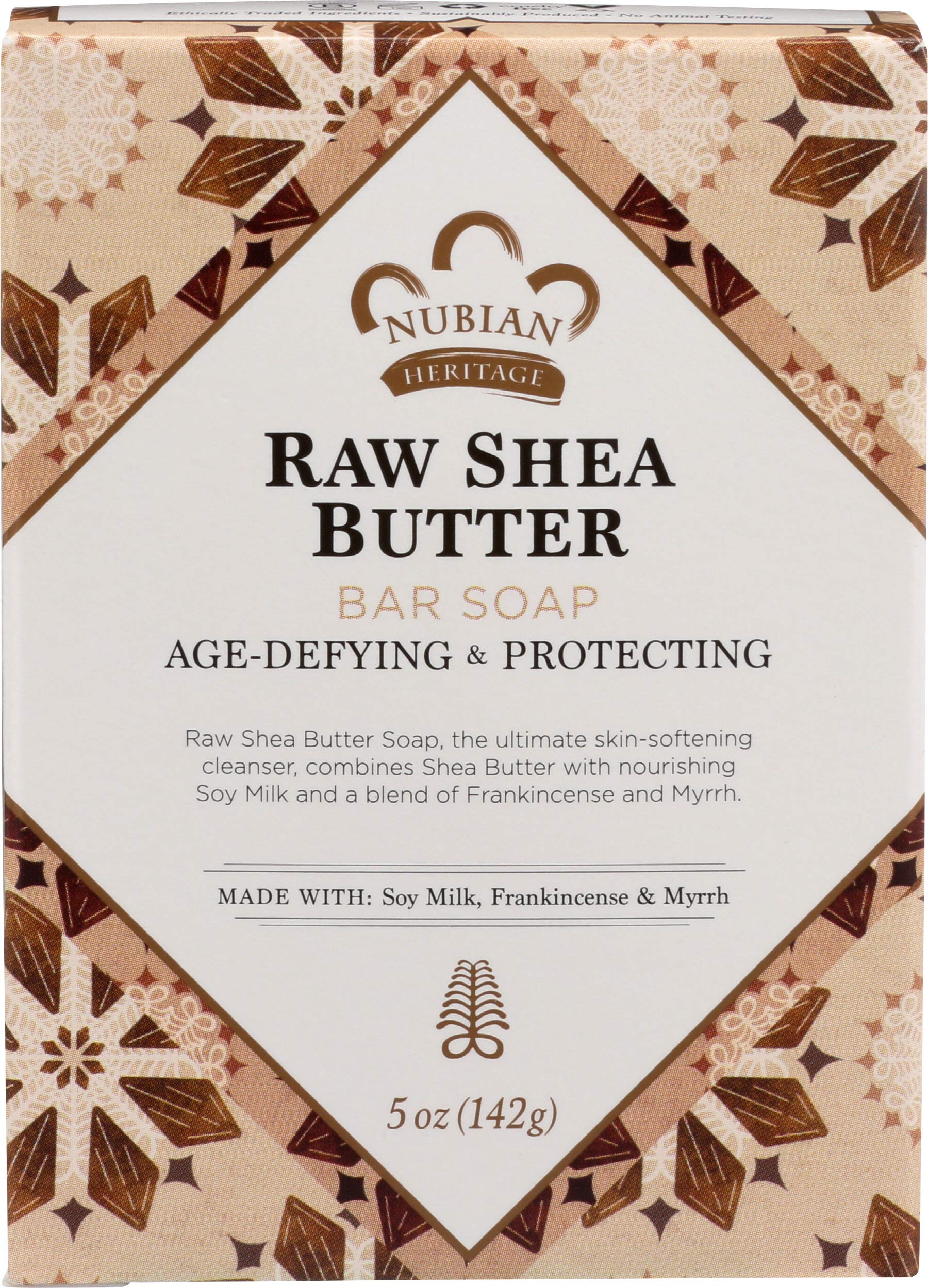 Nubian Heritage barra-shea-manteca-incenso-mirra para piel suave y nutrida.