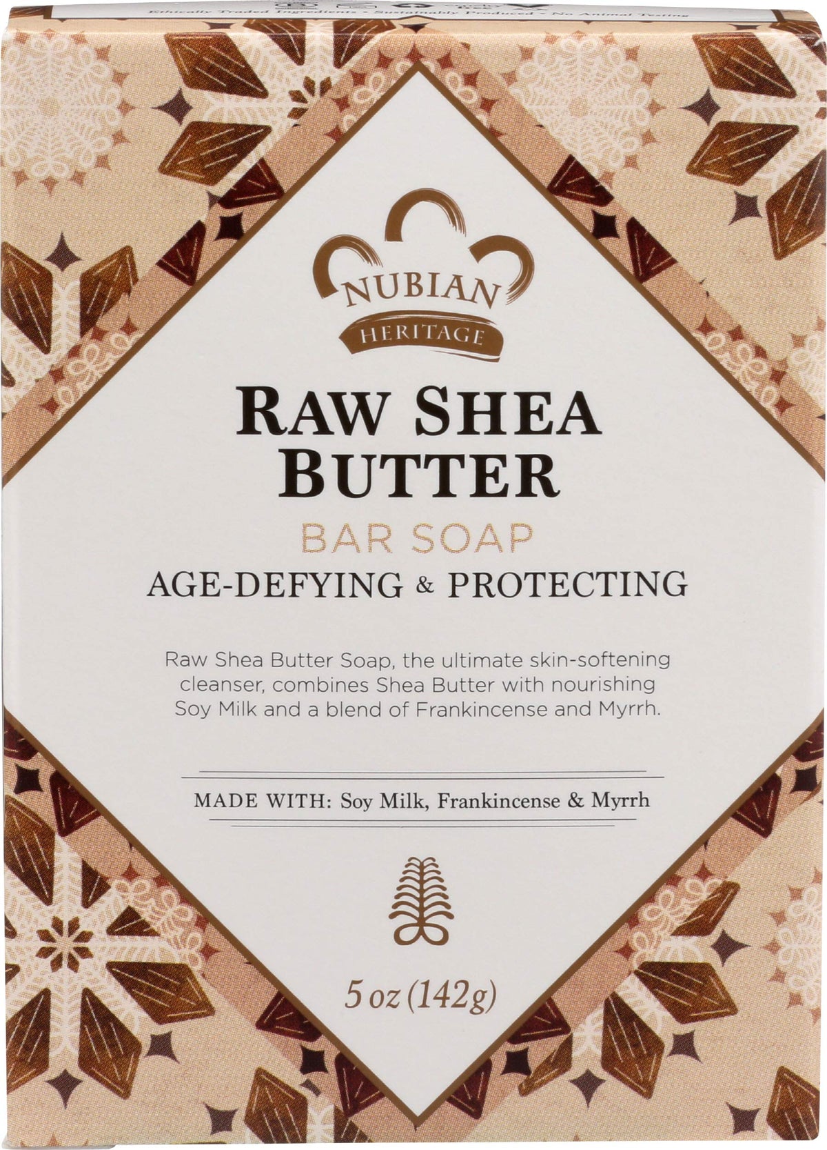 Nubian Heritage barra-shea-manteca-incenso-mirra para piel suave y nutrida.