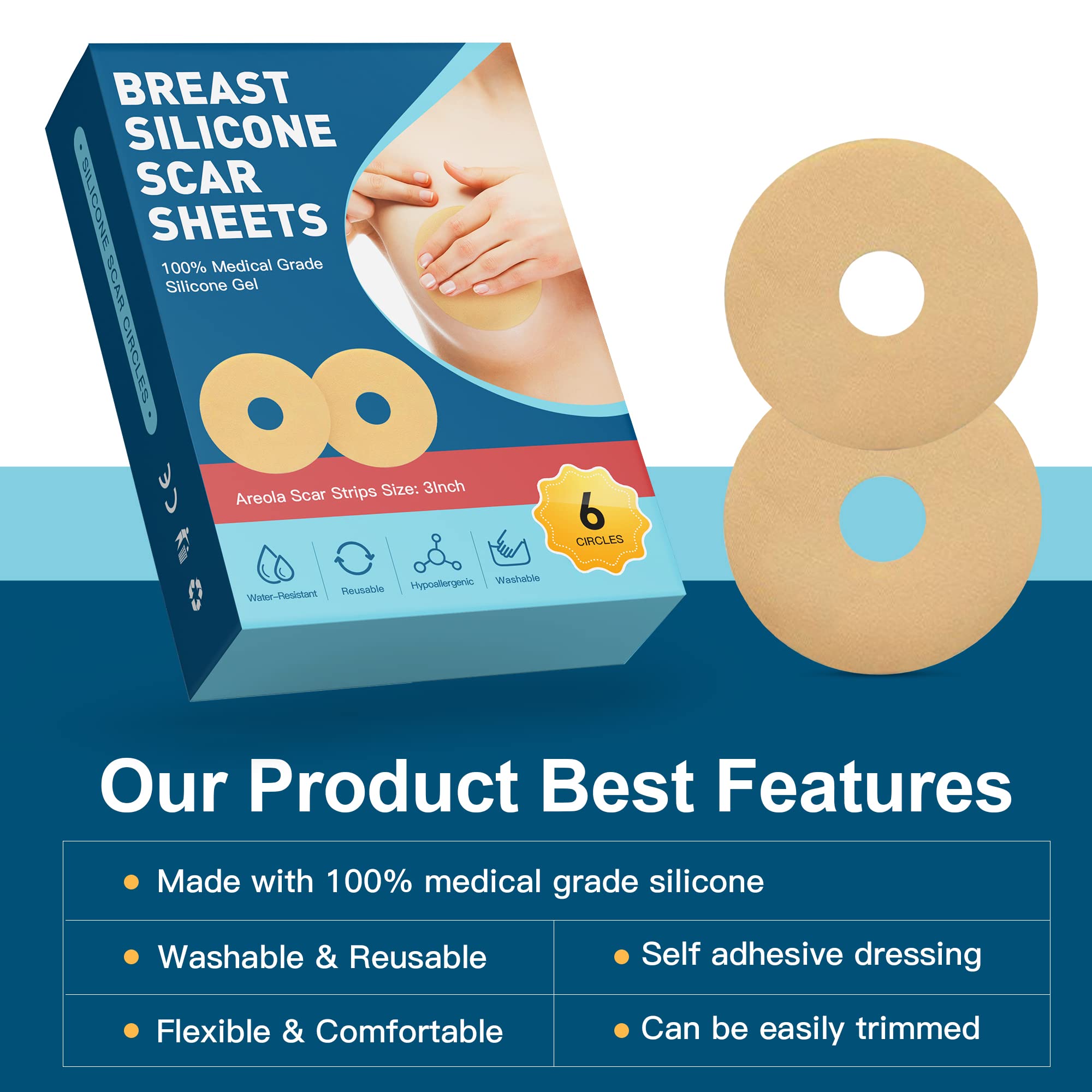 Nubical scar sheets with removable film for clean, ready-to-use application.